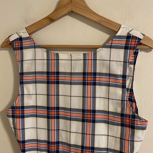 Maison Kitsune Check Bali Dress Women’s Size Small Mini Plaid Red Blue White - Picture 6 of 10